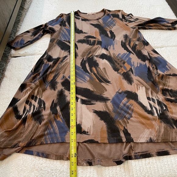 Lands Downunder Dress Women's Size M Italy Made Midi 3/4 Sleeve Artsy Pockets - Picture 10 of 11